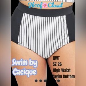 LOWEST🌺SWIM BY CACIQUE Sz26 SMOOTHING ULTRA HI-WAIST STRIPE SWIM BOTTOM